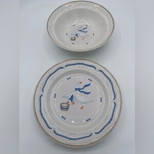 Newcor Country Goose Plate & Bowl Set Vintage